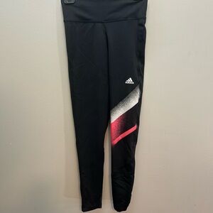 Adidas Kids Black Leggings with Pink and White Accents